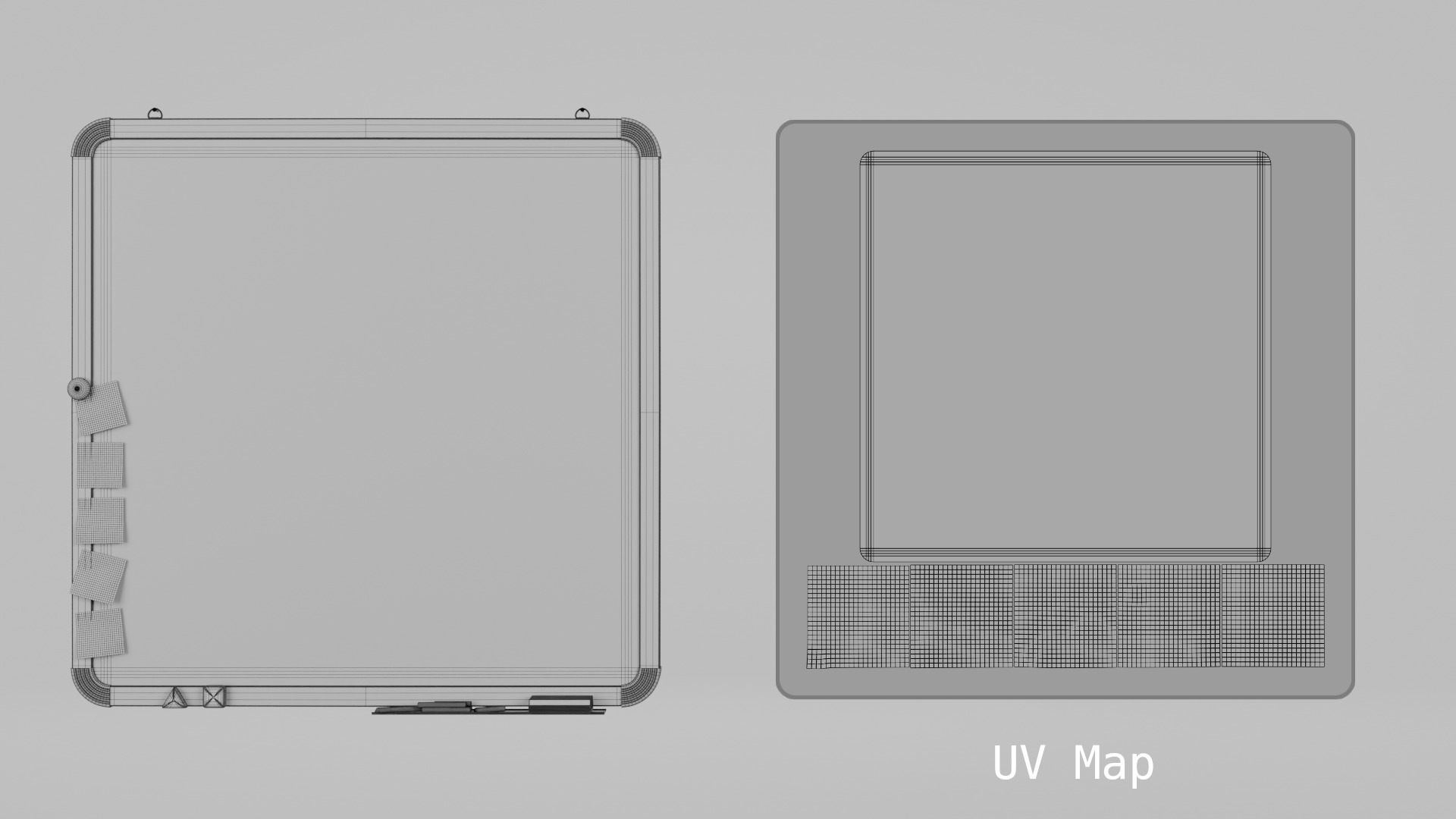 Customizable Wall-Mounted Greenboard -Square Metal Writing Board Low-poly 3D model_15