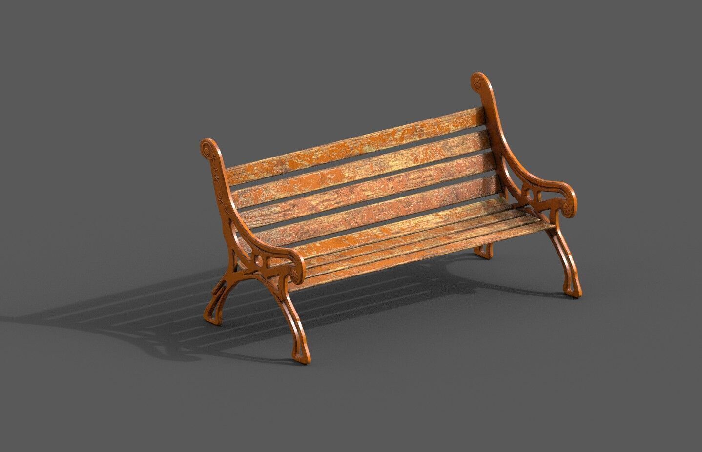 Street Bench Pack 8 Low-poly 3D model_15