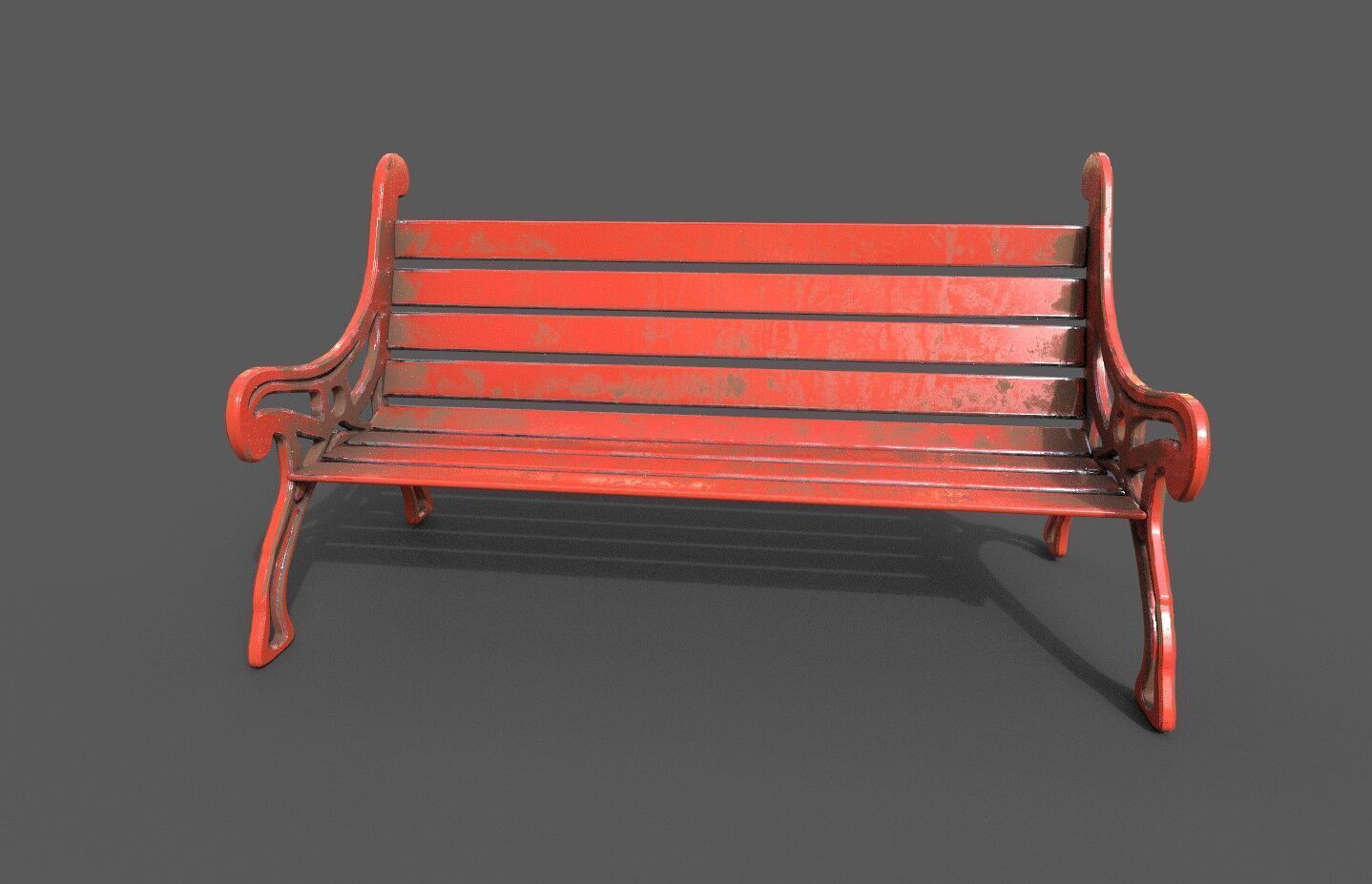 Street Bench Pack 8 Low-poly 3D model_6