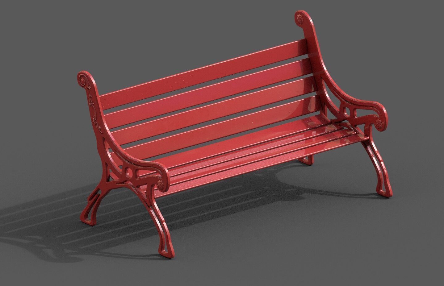 Street Bench Pack 8 Low-poly 3D model_10