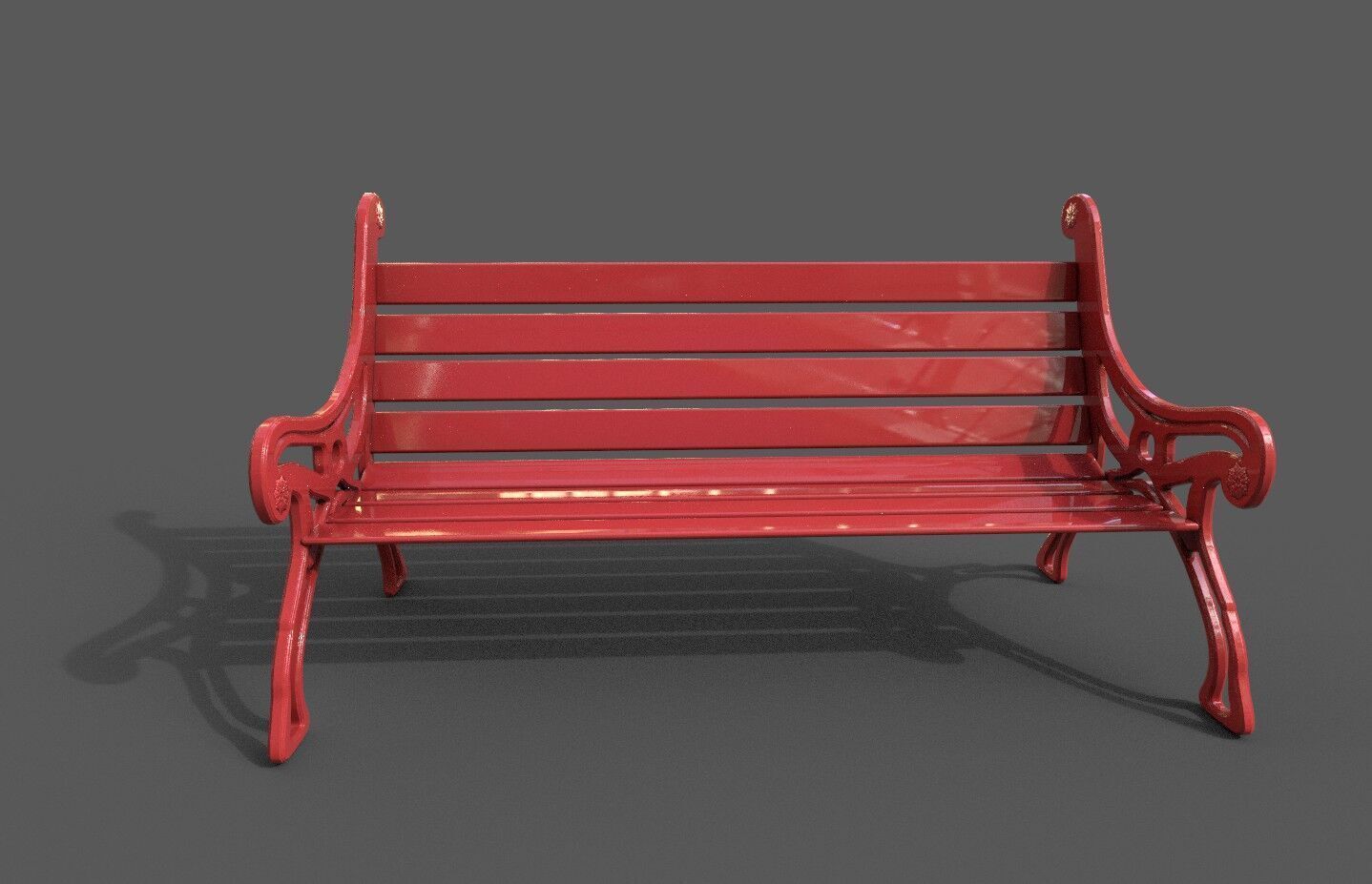 Street Bench Pack 8 Low-poly 3D model_11