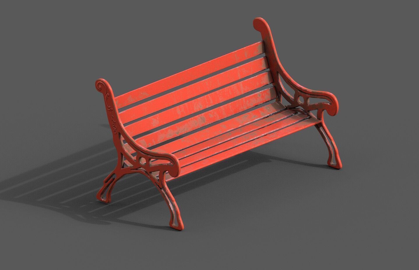 Street Bench Pack 8 Low-poly 3D model_5