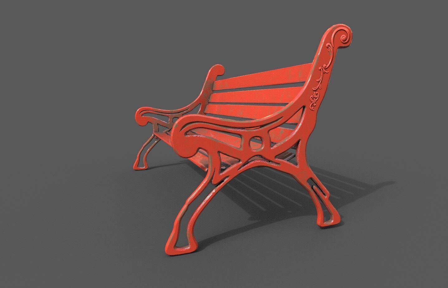 Street Bench Pack 8 Low-poly 3D model_7