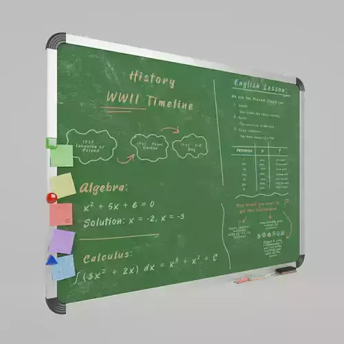Customizable Wall-Mounted Greenboard - Metal Writing Board Low-poly 3D model