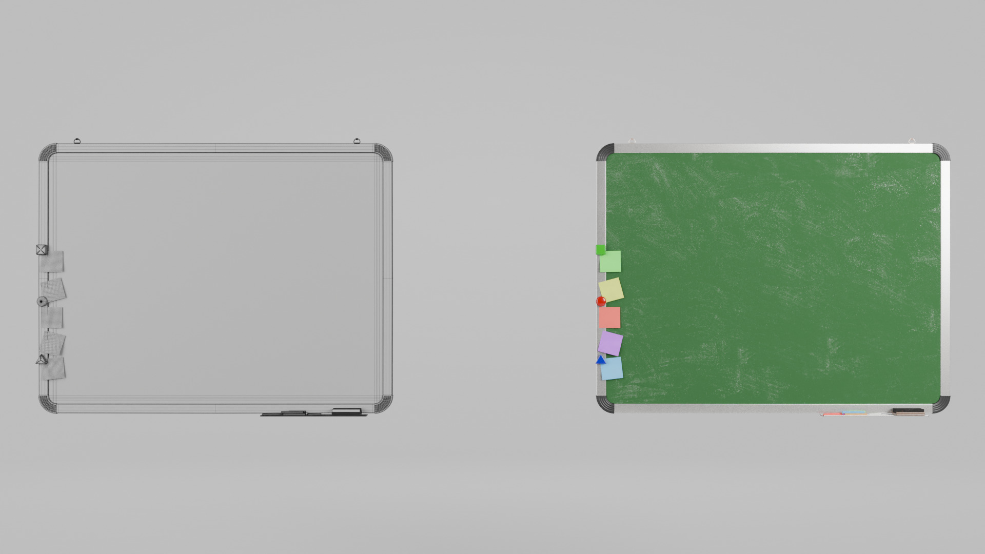 Customizable Wall-Mounted Greenboard - Metal Writing Board Low-poly 3D model_13