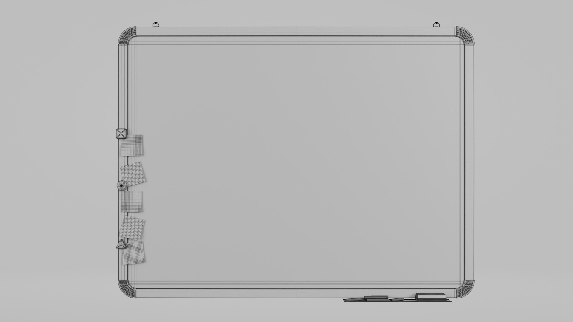 Customizable Wall-Mounted Greenboard - Metal Writing Board Low-poly 3D model_14