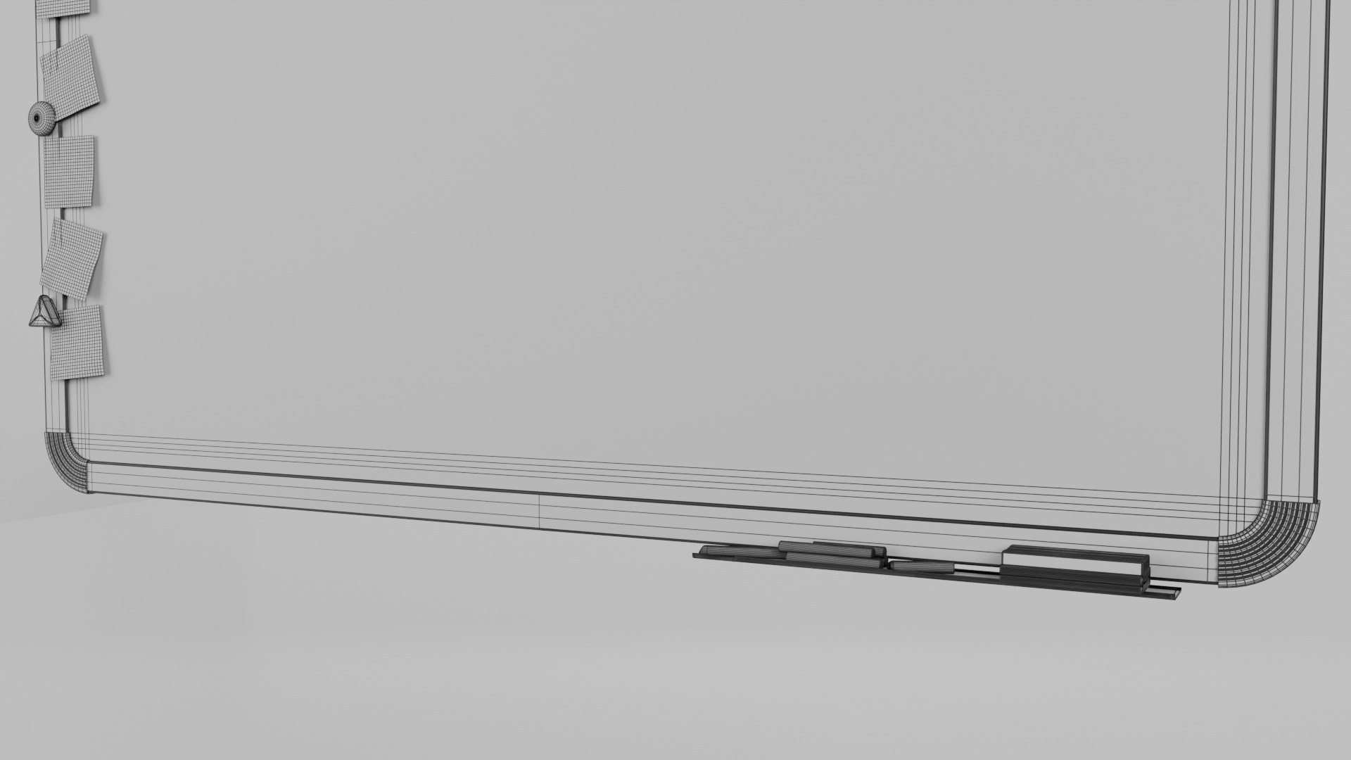 Customizable Wall-Mounted Greenboard - Metal Writing Board Low-poly 3D model_11