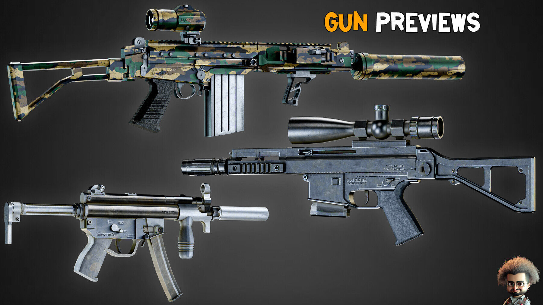 20 Game-Ready Modern Gun and Texture Vol 13 Low-poly 3D model_5