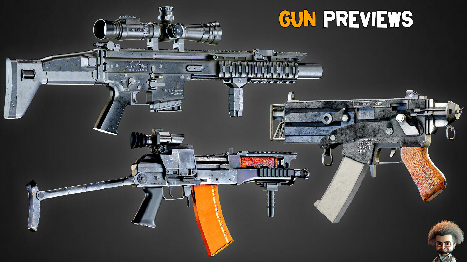 20 Game-Ready Modern Gun and Texture Vol 13 Low-poly 3D model_4