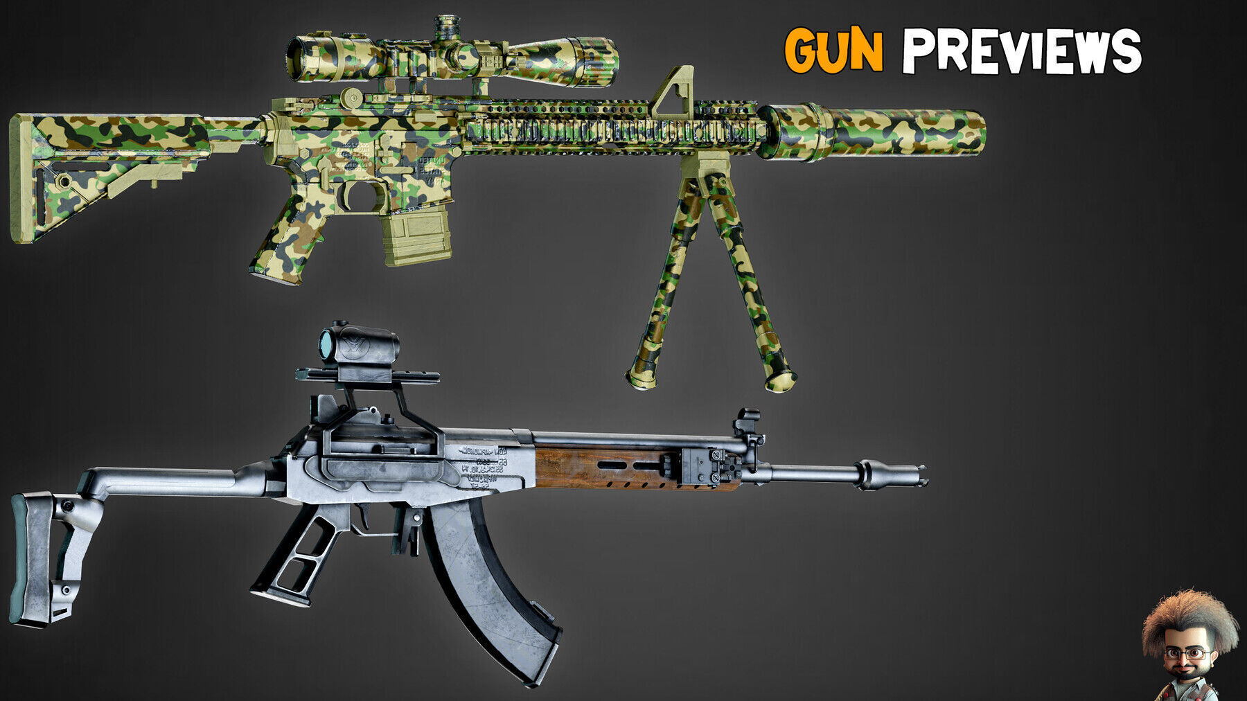 20 Game-Ready Modern Gun and Texture Vol 13 Low-poly 3D model_6