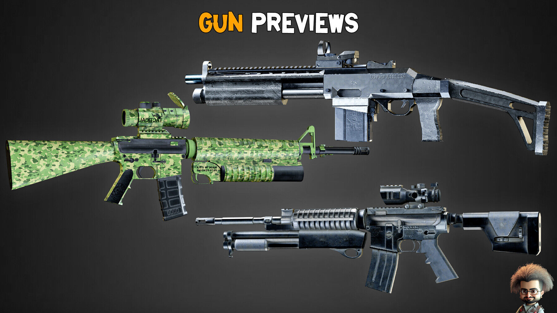 20 Game-Ready Modern Gun and Texture Vol 13 Low-poly 3D model_3