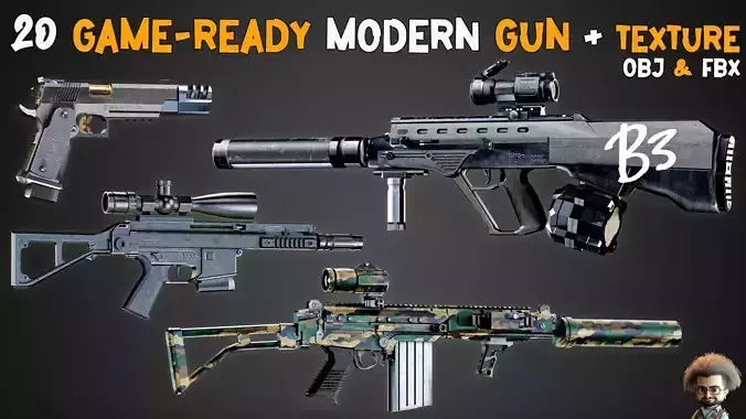 20 Game-Ready Modern Gun and Texture    Vol 13  
