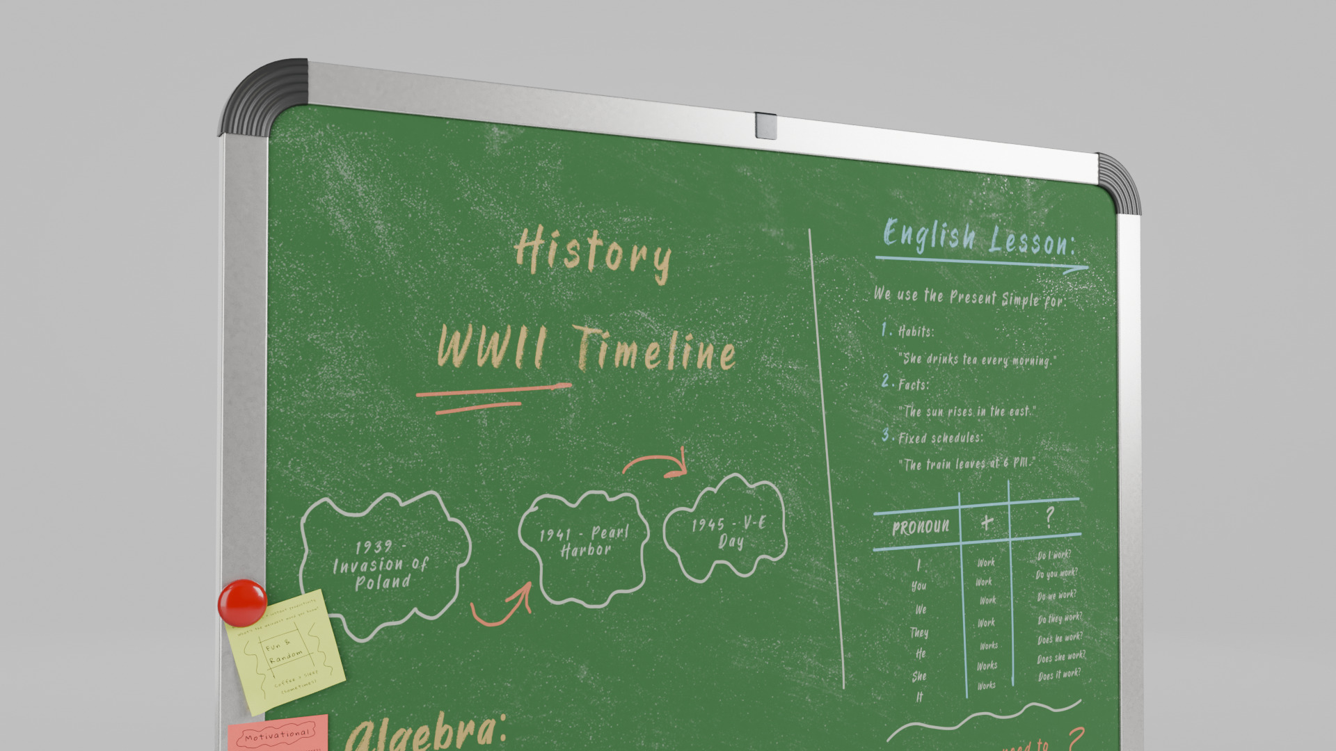 Customizable Metal Greenboard with Stand - Square Writing Board Low-poly 3D model_10