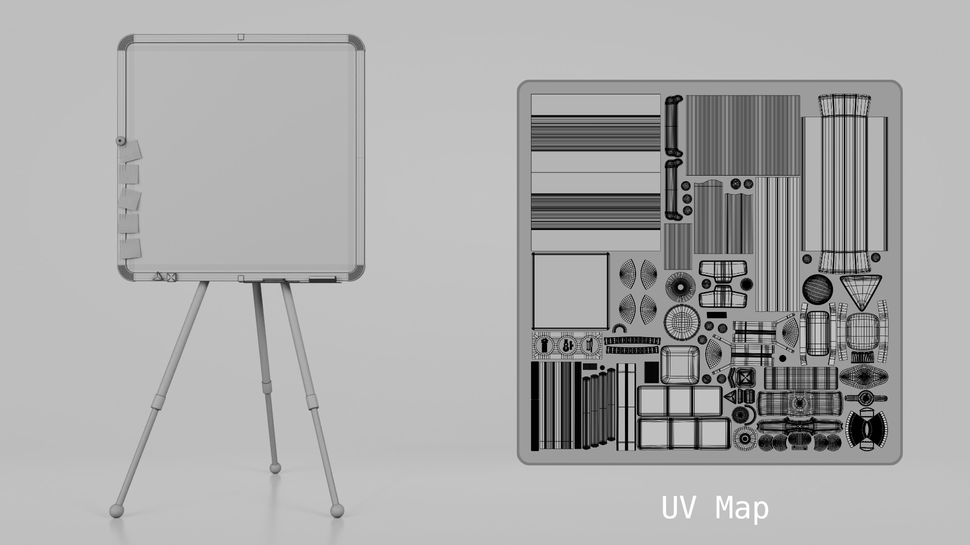 Customizable Metal Greenboard with Stand - Square Writing Board Low-poly 3D model_23
