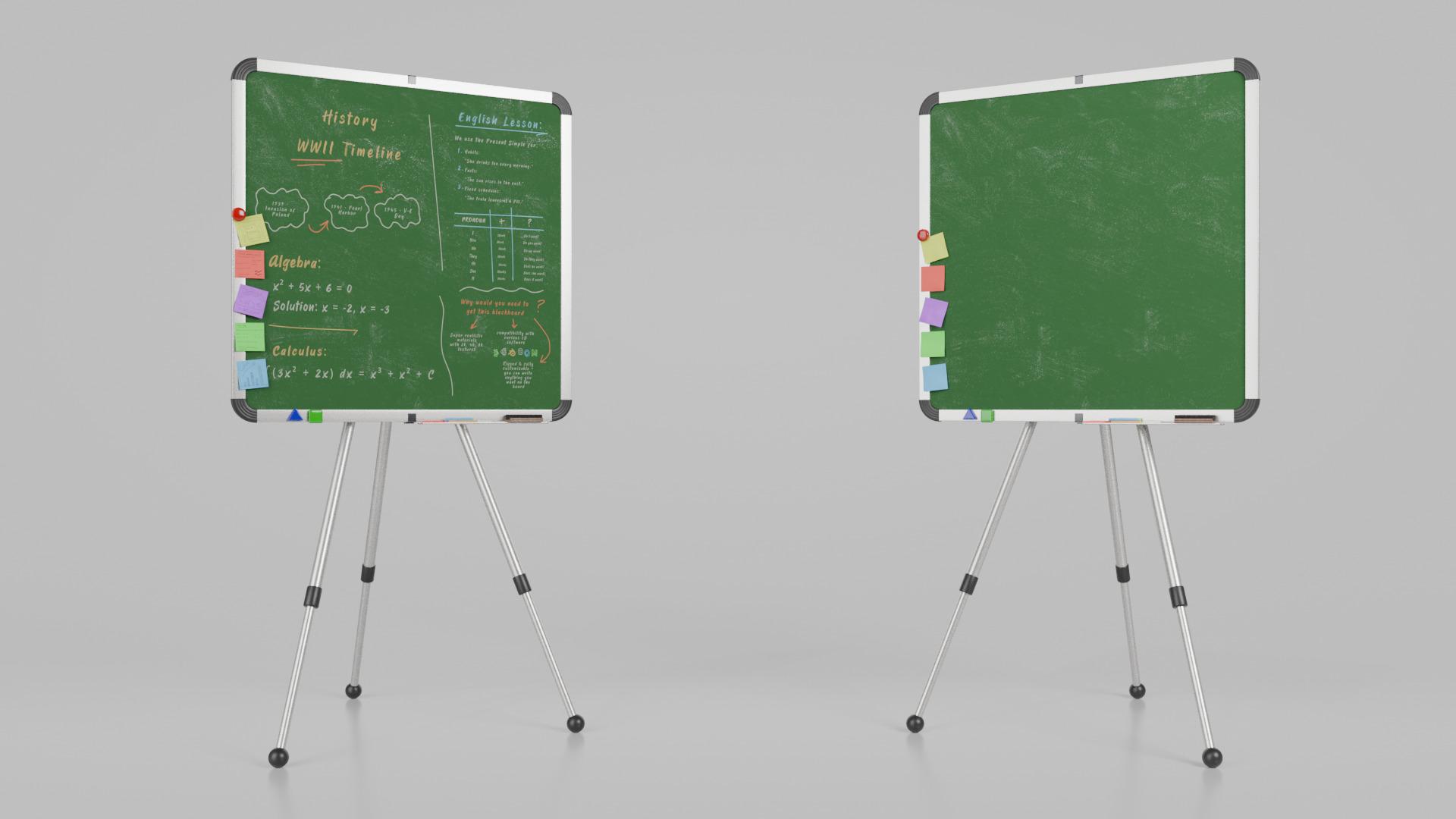 Customizable Metal Greenboard with Stand - Square Writing Board Low-poly 3D model_11