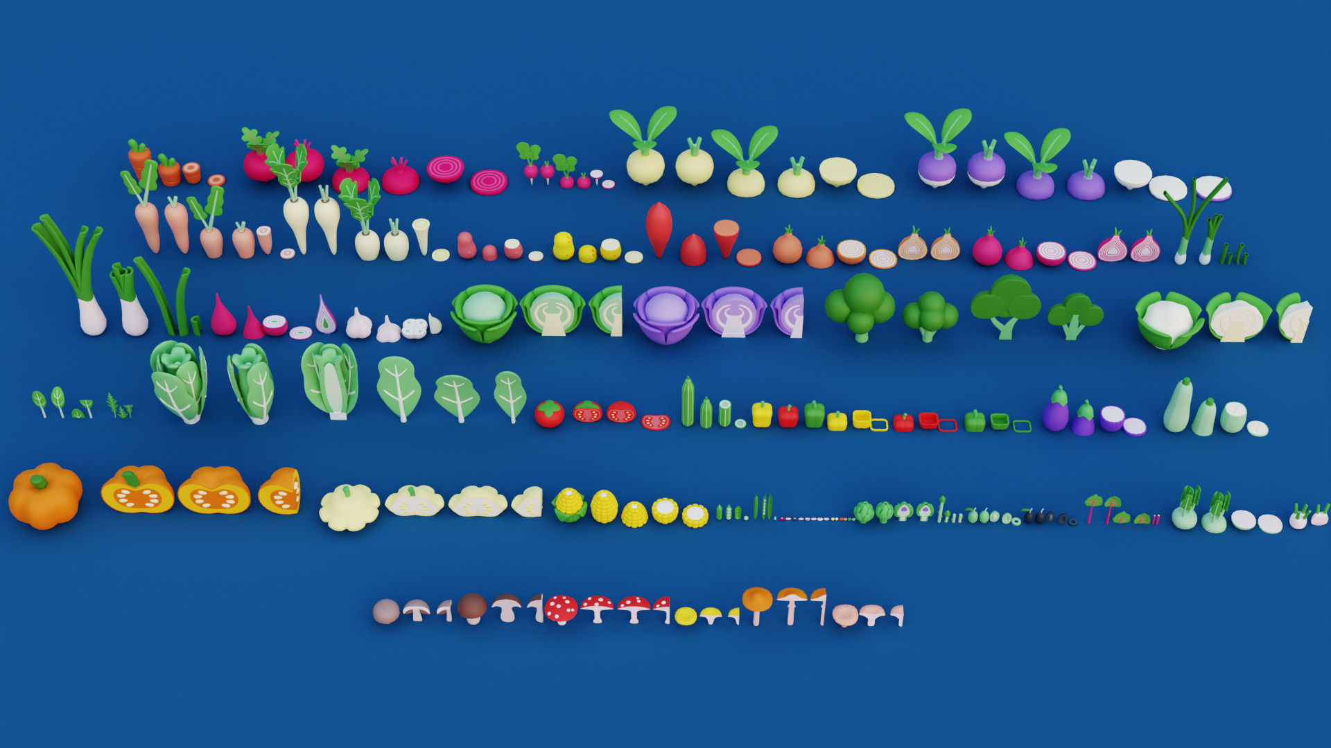 Cartoon Vegetable Garden Low-poly 3D model_1