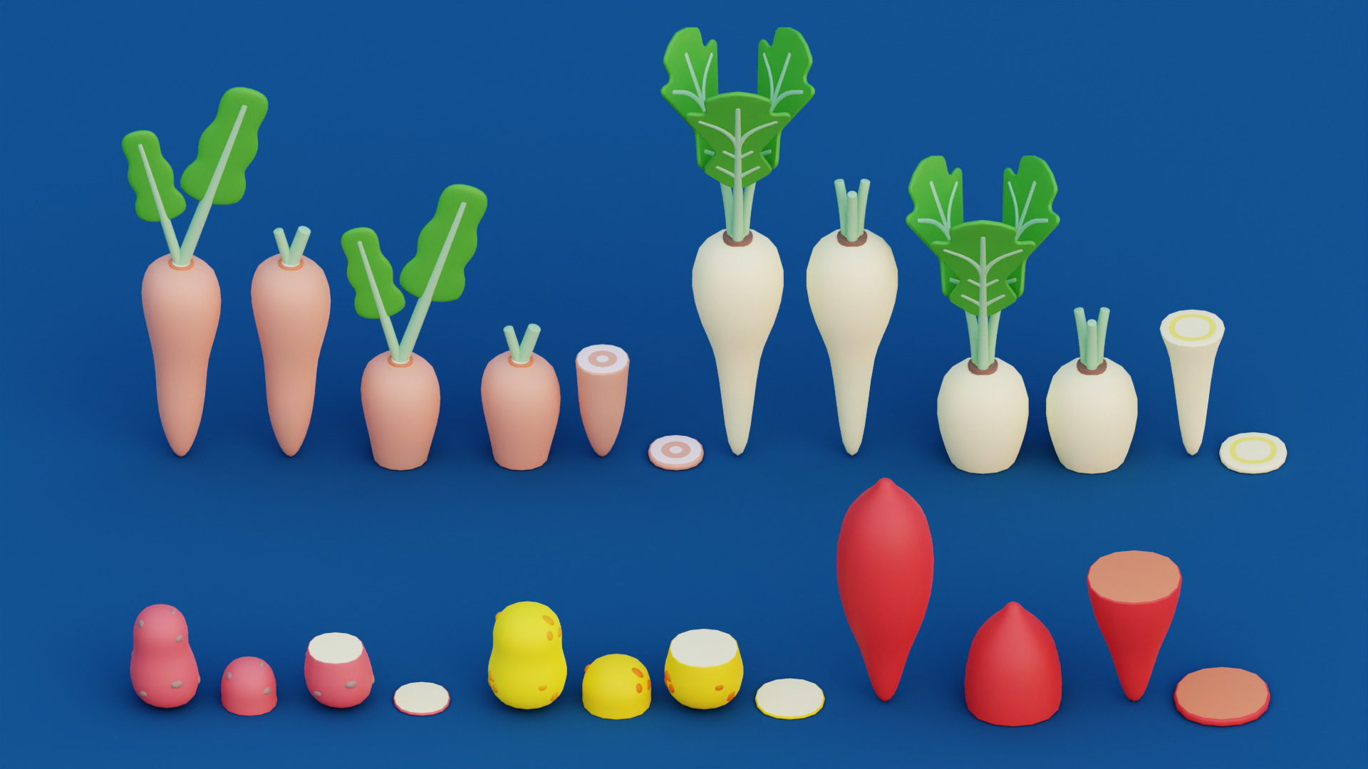 Cartoon Vegetable Garden Low-poly 3D model_4