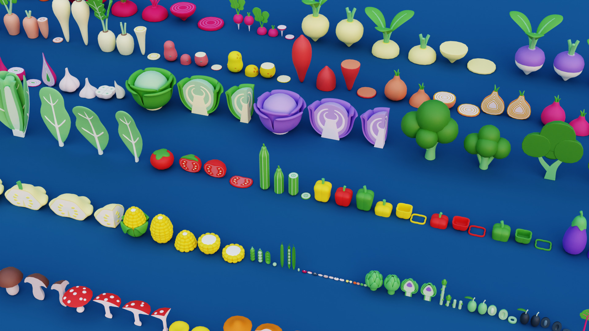 Cartoon Vegetable Garden Low-poly 3D model_2