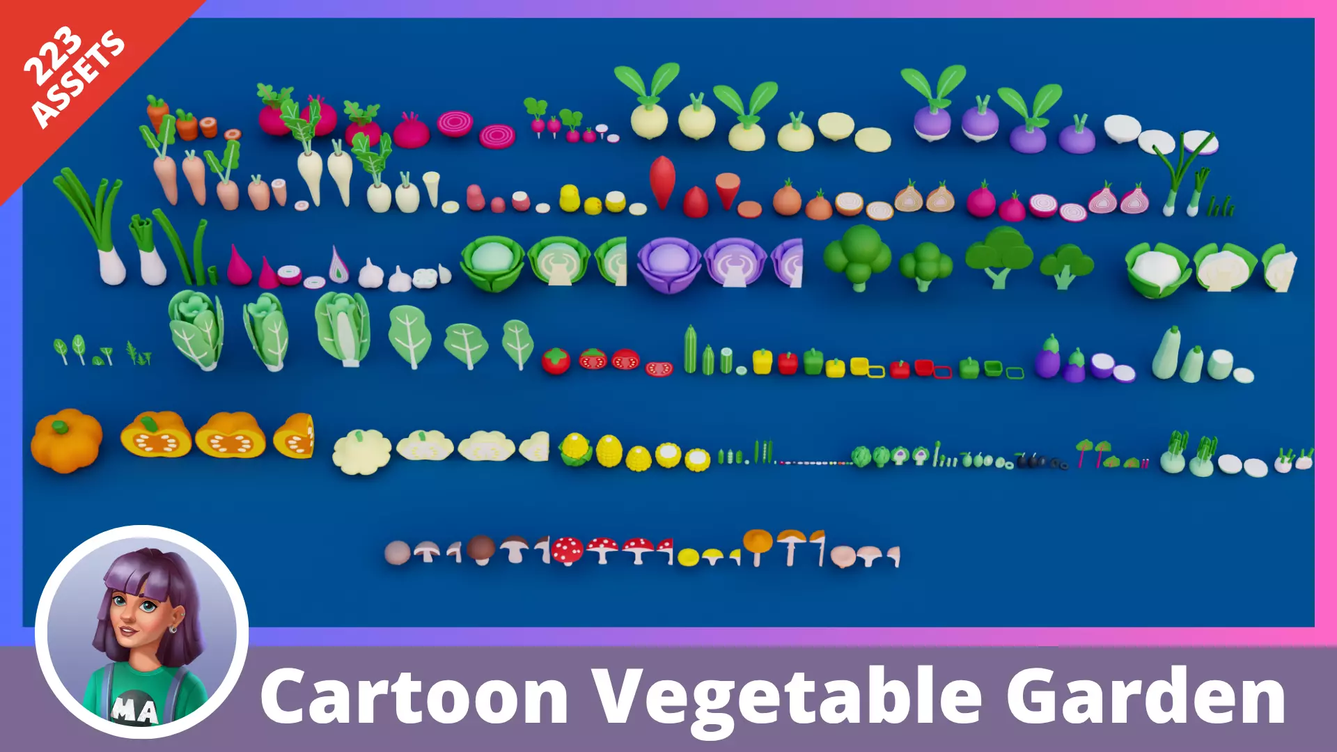 Cartoon Vegetable Garden Low-poly 3D model_0