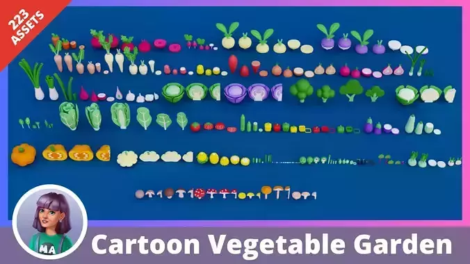 Cartoon Vegetable Garden Low-poly 3D model