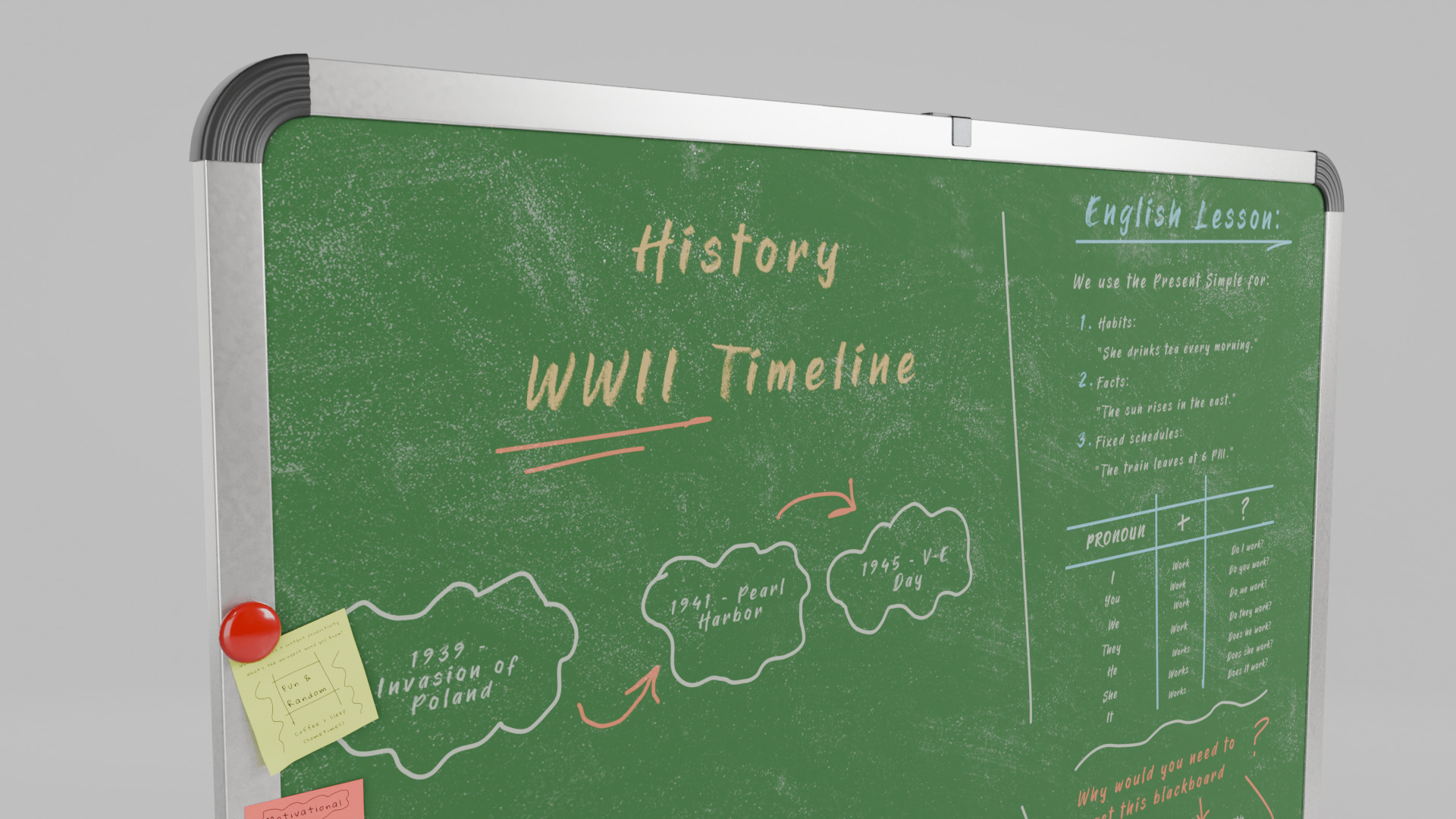 Customizable Metal Greenboard with Stand - Writing Board Low-poly 3D model_9