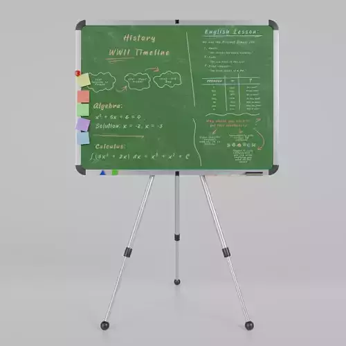Customizable Metal Greenboard with Stand - Writing Board Low-poly 3D model