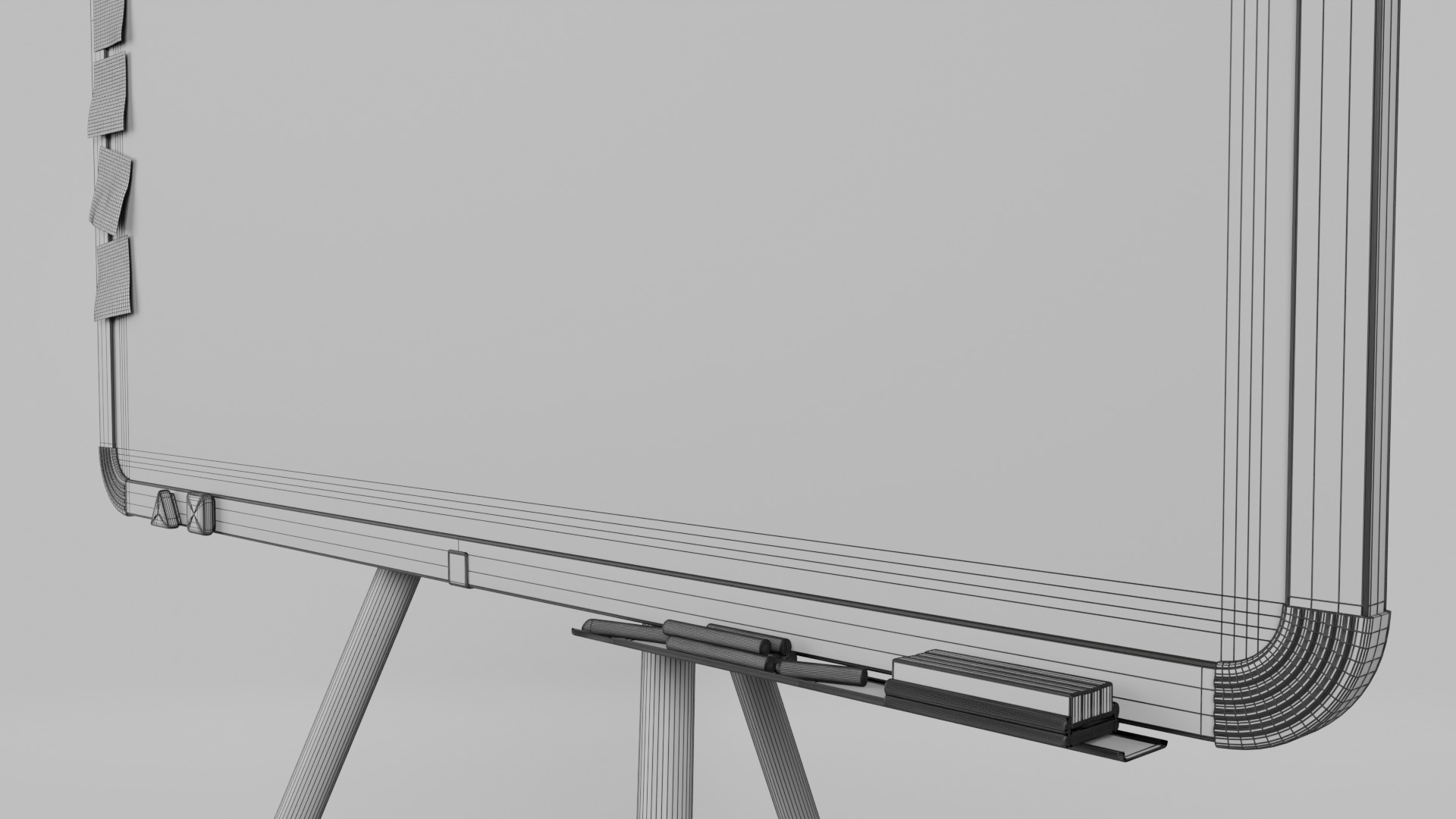 Customizable Metal Greenboard with Stand - Writing Board Low-poly 3D model_17