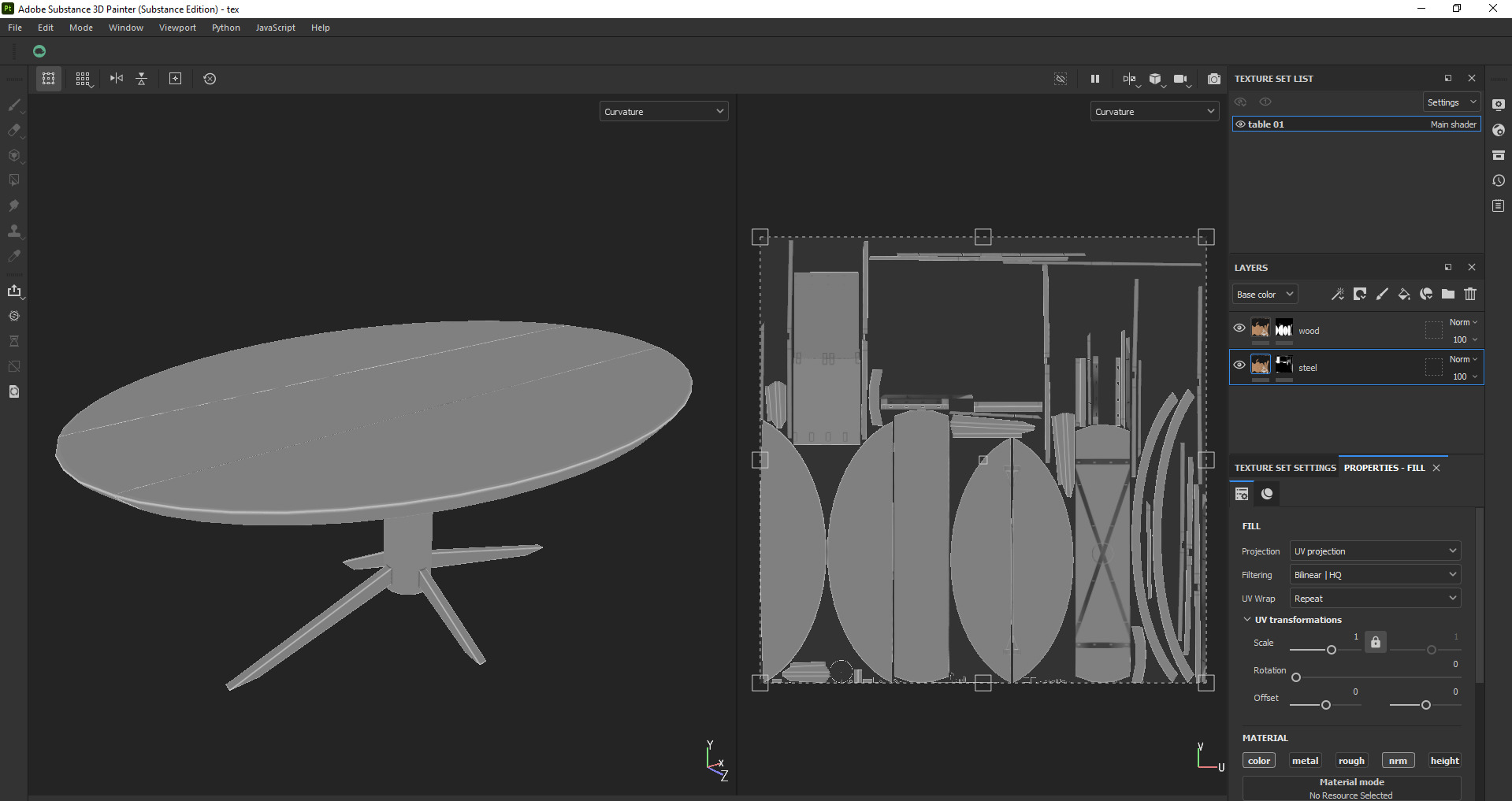 Round Oval Dining Table Mid Century Modern Round Dining Table Low-poly 3D model_25