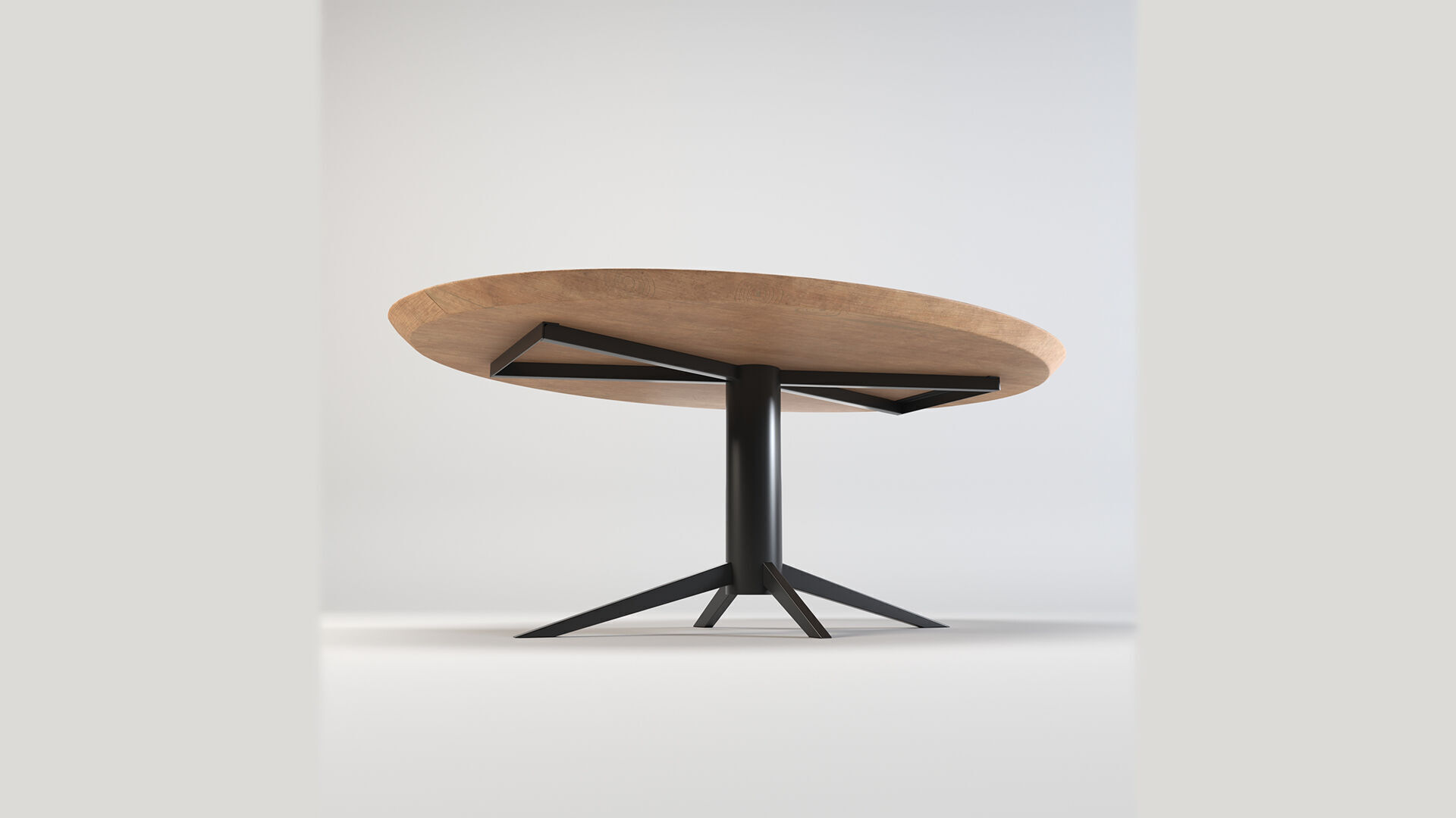 Round Oval Dining Table Mid Century Modern Round Dining Table Low-poly 3D model_3