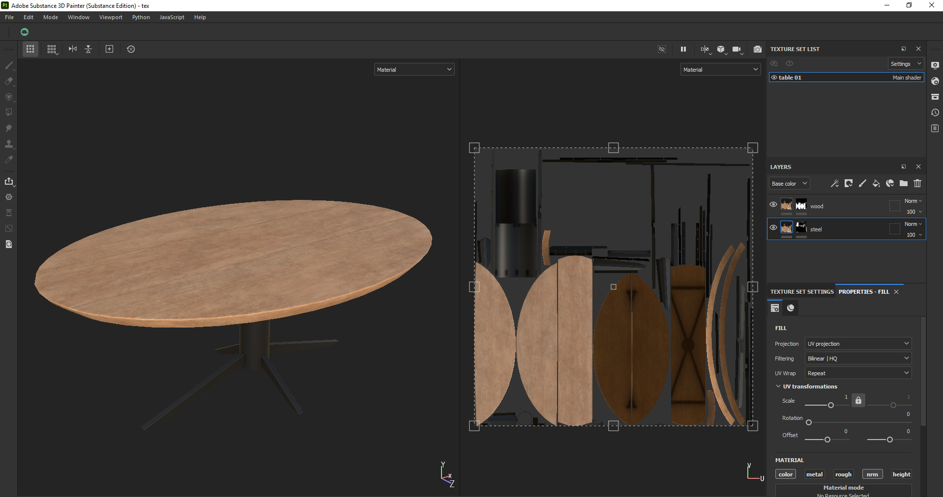 Round Oval Dining Table Mid Century Modern Round Dining Table Low-poly 3D model_20