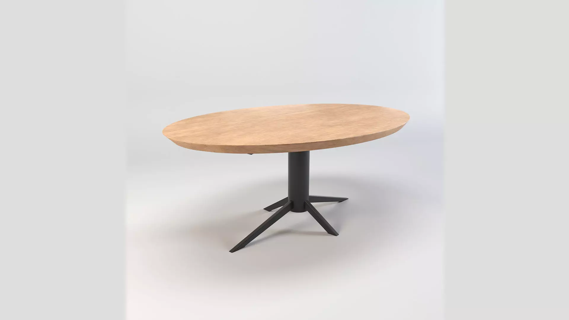 Round Oval Dining Table Mid Century Modern Round Dining Table Low-poly 3D model_0