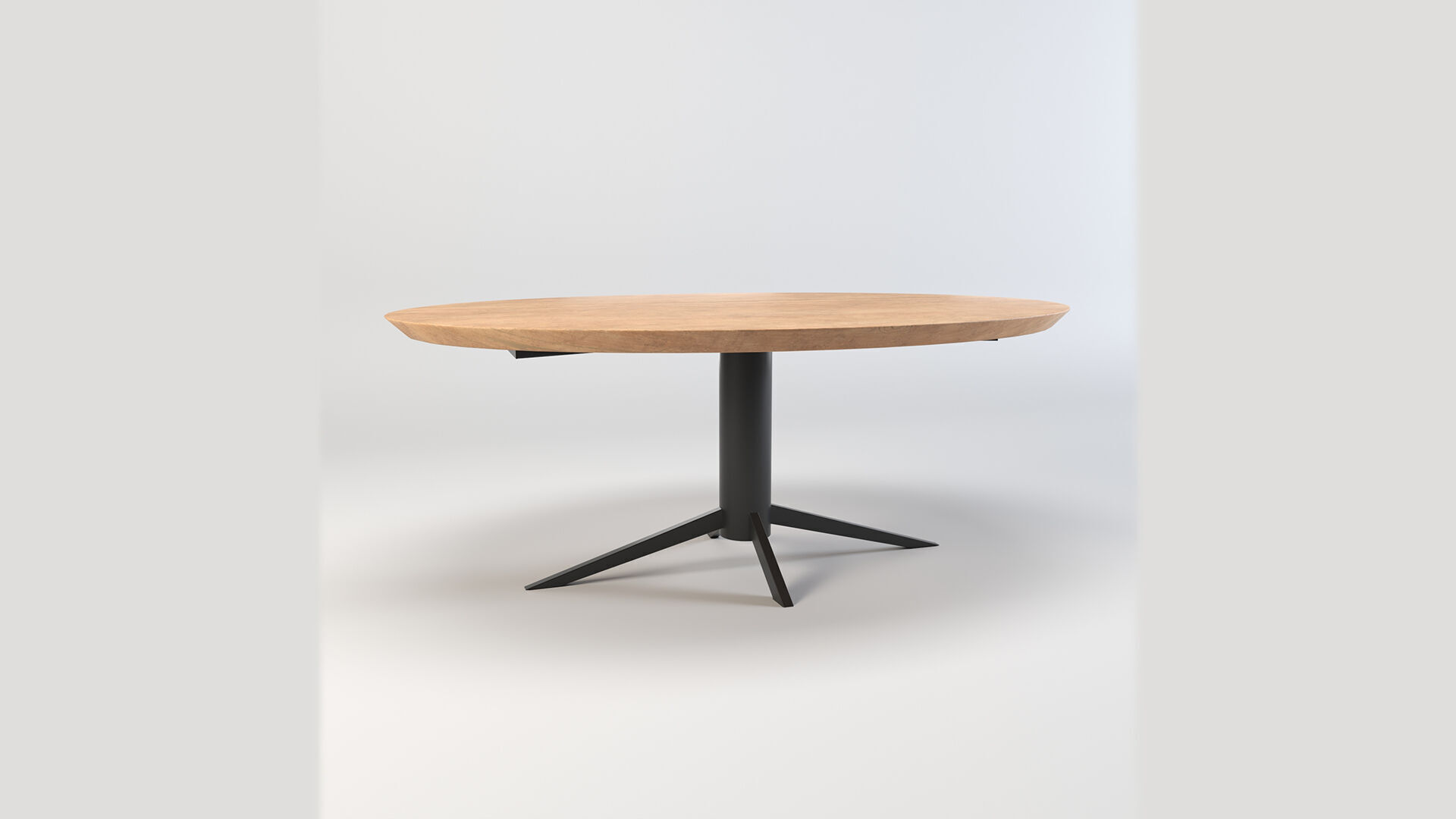 Round Oval Dining Table Mid Century Modern Round Dining Table Low-poly 3D model_5