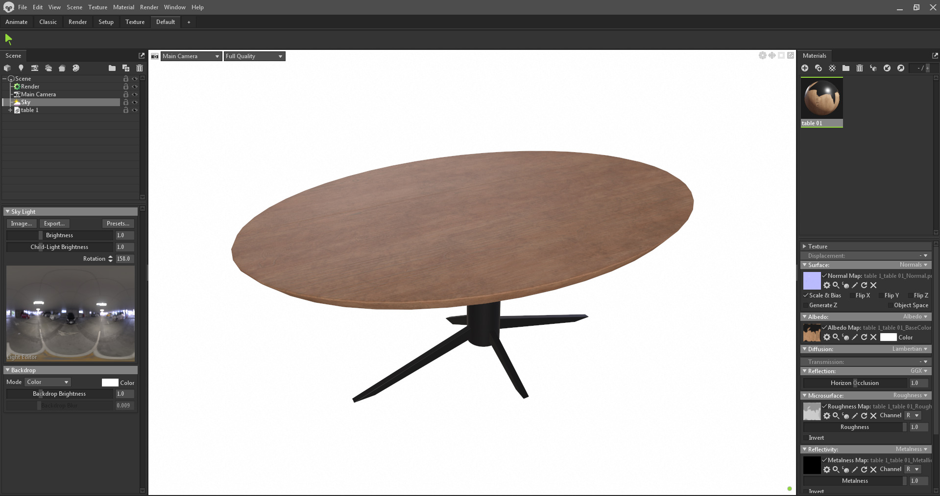 Round Oval Dining Table Mid Century Modern Round Dining Table Low-poly 3D model_28