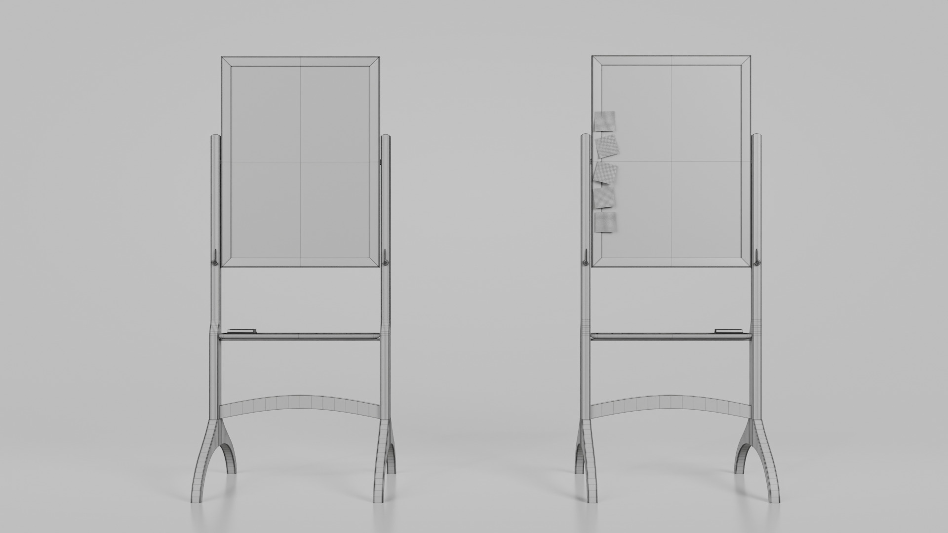 Customizable Double-Sided Wooden Greenboard Tall Writing Board Low-poly 3D model_13