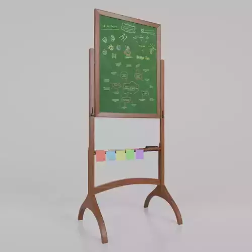 Customizable Double-Sided Wooden Greenboard Tall Writing Board Low-poly 3D model
