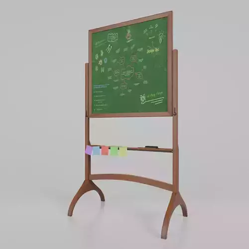 Customizable Double-Sided Wooden Greenboard Square Writing Board Low-poly 3D model
