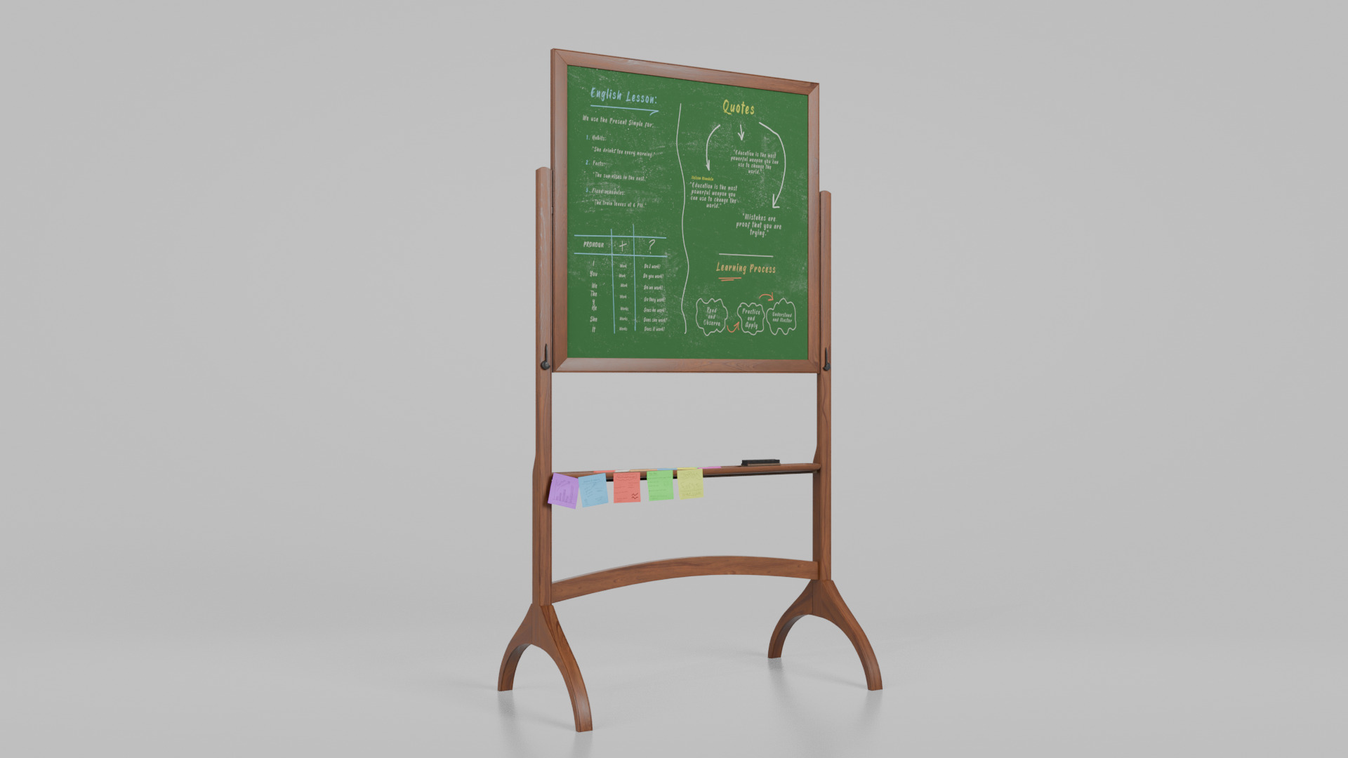 Customizable Double-Sided Wooden Greenboard Square Writing Board Low-poly 3D model_5
