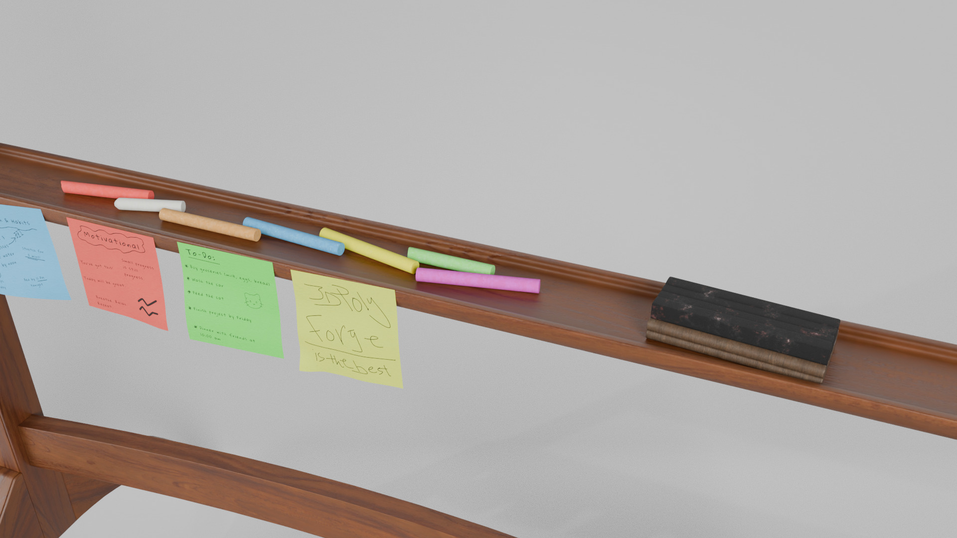 Customizable Double-Sided Wooden Greenboard Square Writing Board Low-poly 3D model_10