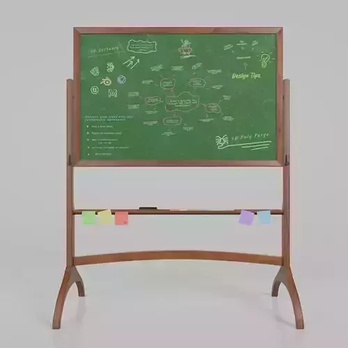Customizable Double-Sided Wooden Greenboard Writing Board Low-poly 3D model