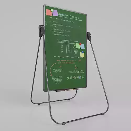 Customizable U-Stand Greenboard Tall Writing Board Low-poly 3D model