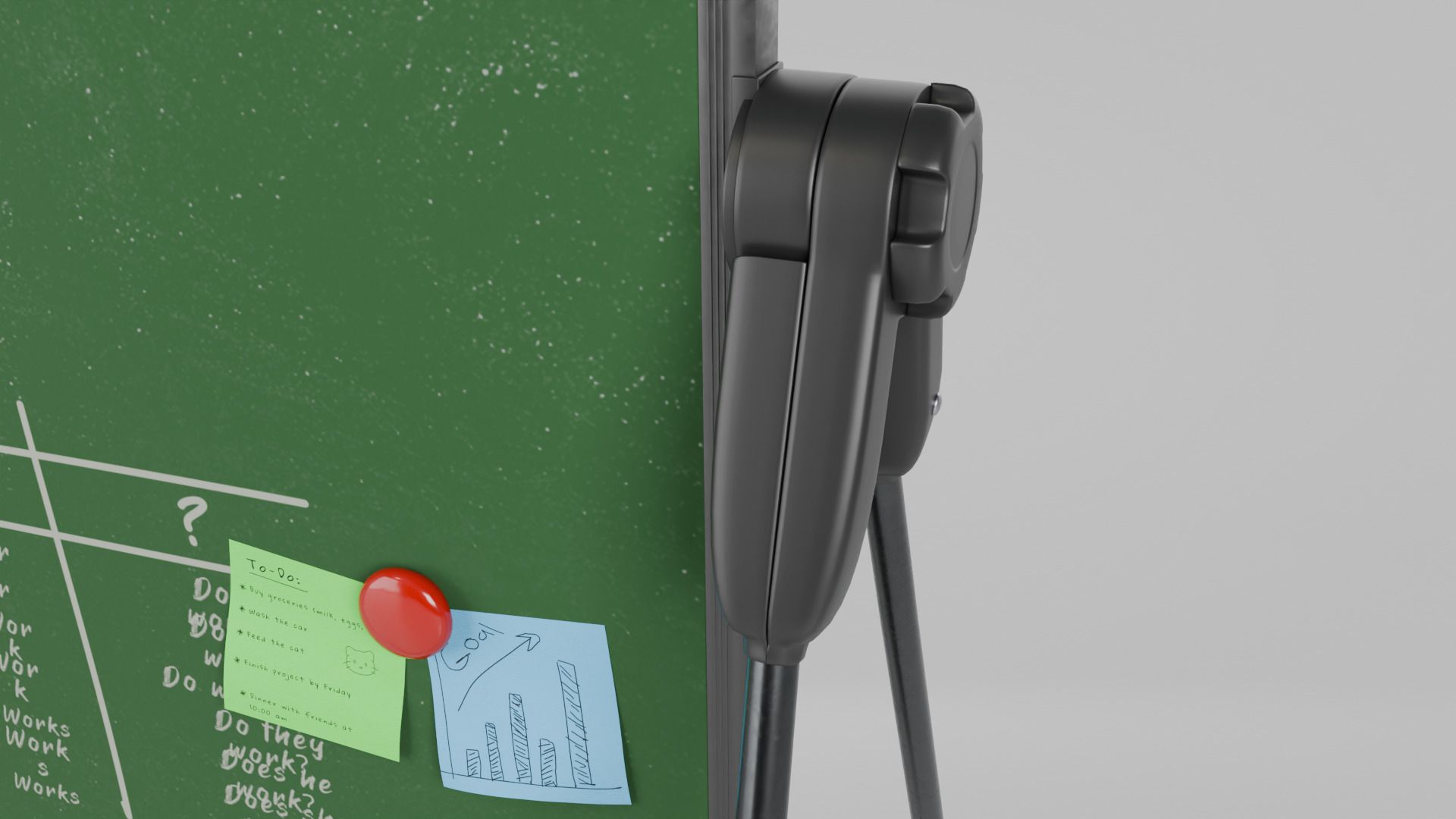 Customizable U-Stand Greenboard Tall Writing Board Low-poly 3D model_11