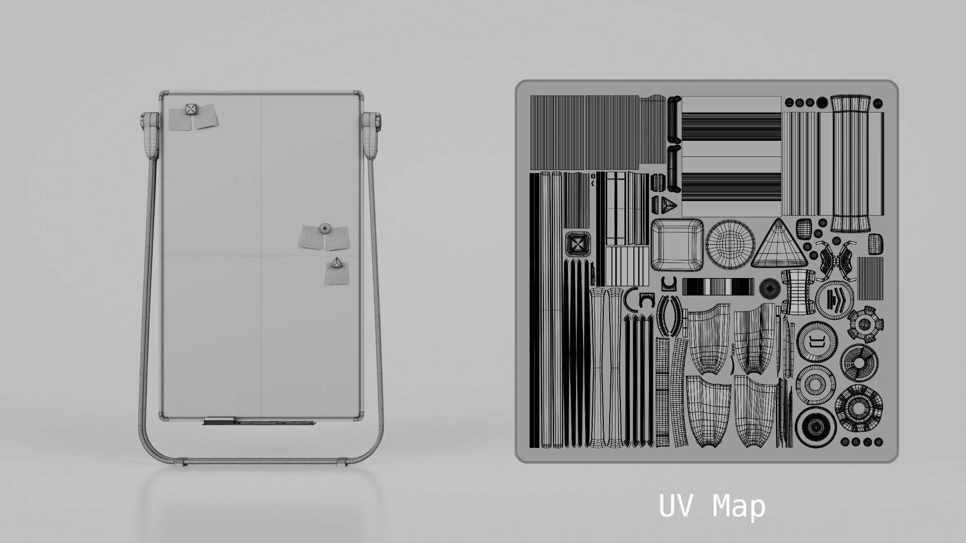 Customizable U-Stand Greenboard Tall Writing Board Low-poly 3D model_15