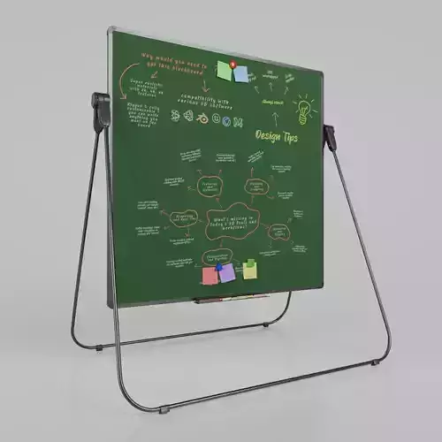 Customizable U-Stand Greenboard Square Writing Board Low-poly 3D model