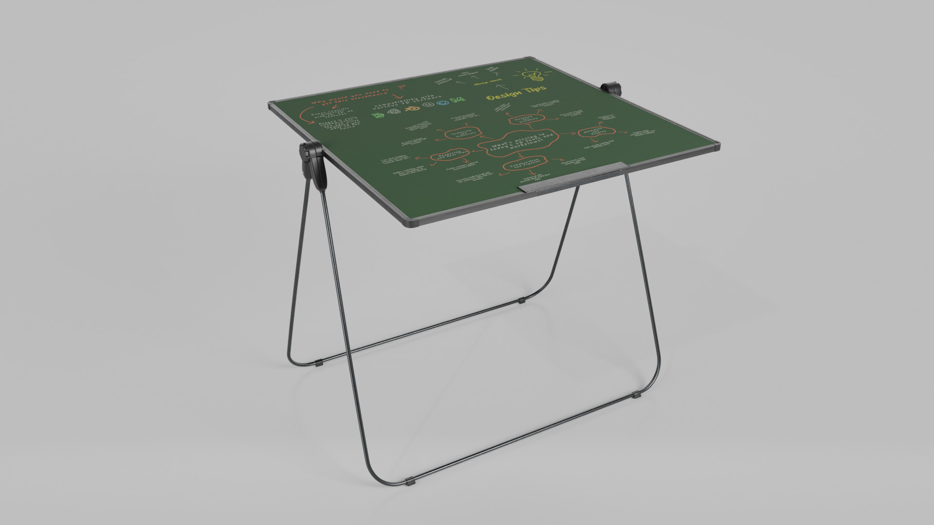 Customizable U-Stand Greenboard Square Writing Board Low-poly 3D model_14