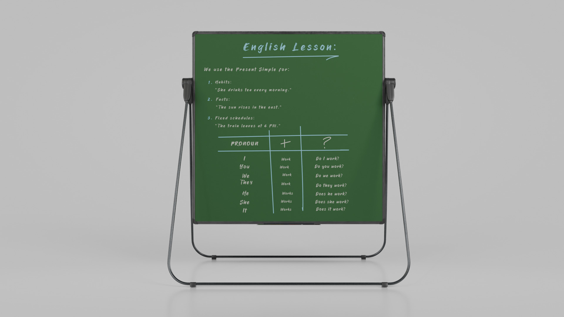 Customizable U-Stand Greenboard Square Writing Board Low-poly 3D model_5