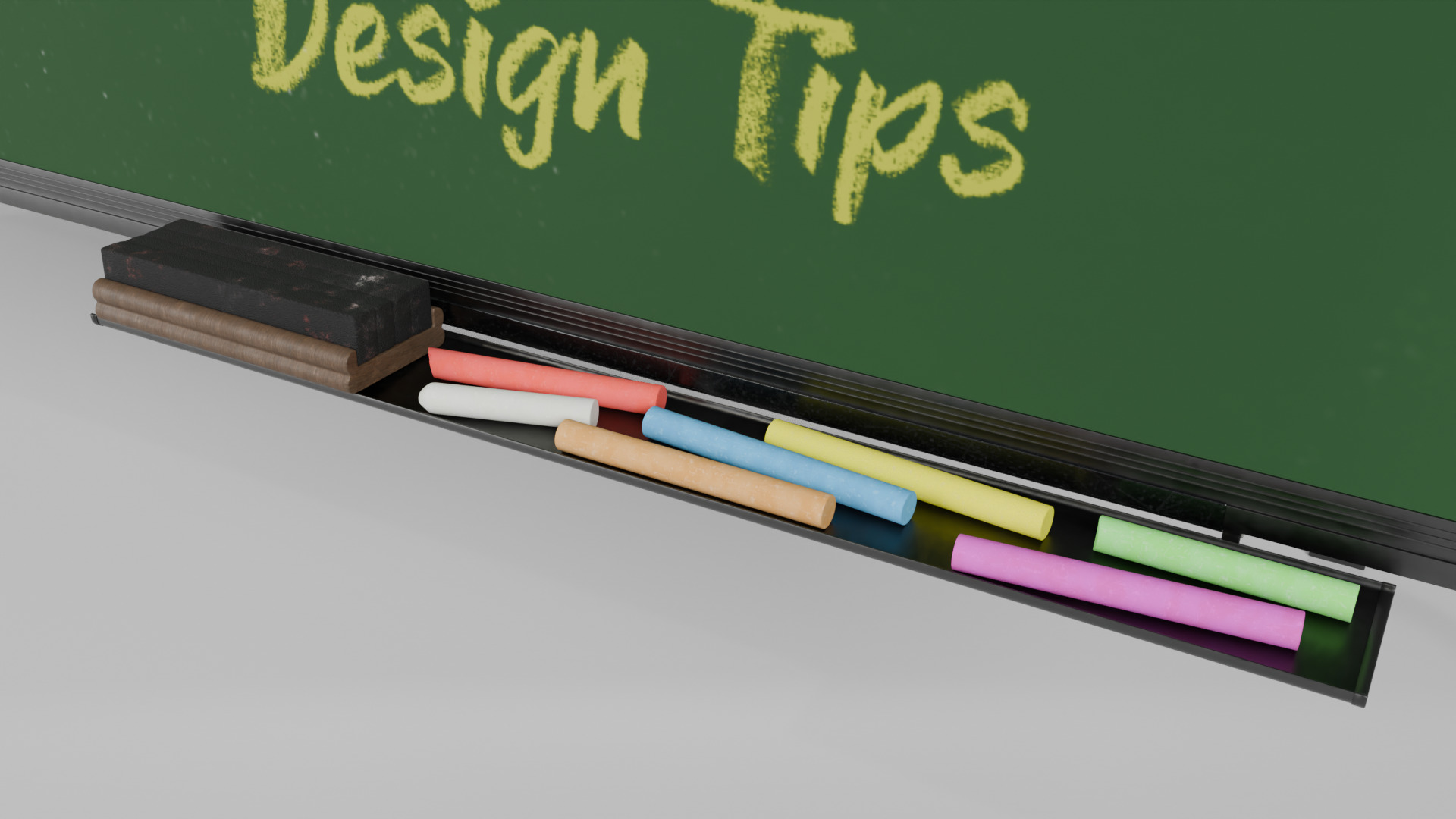 Customizable U-Stand Greenboard Rectangular Writing Board Low-poly 3D model_12