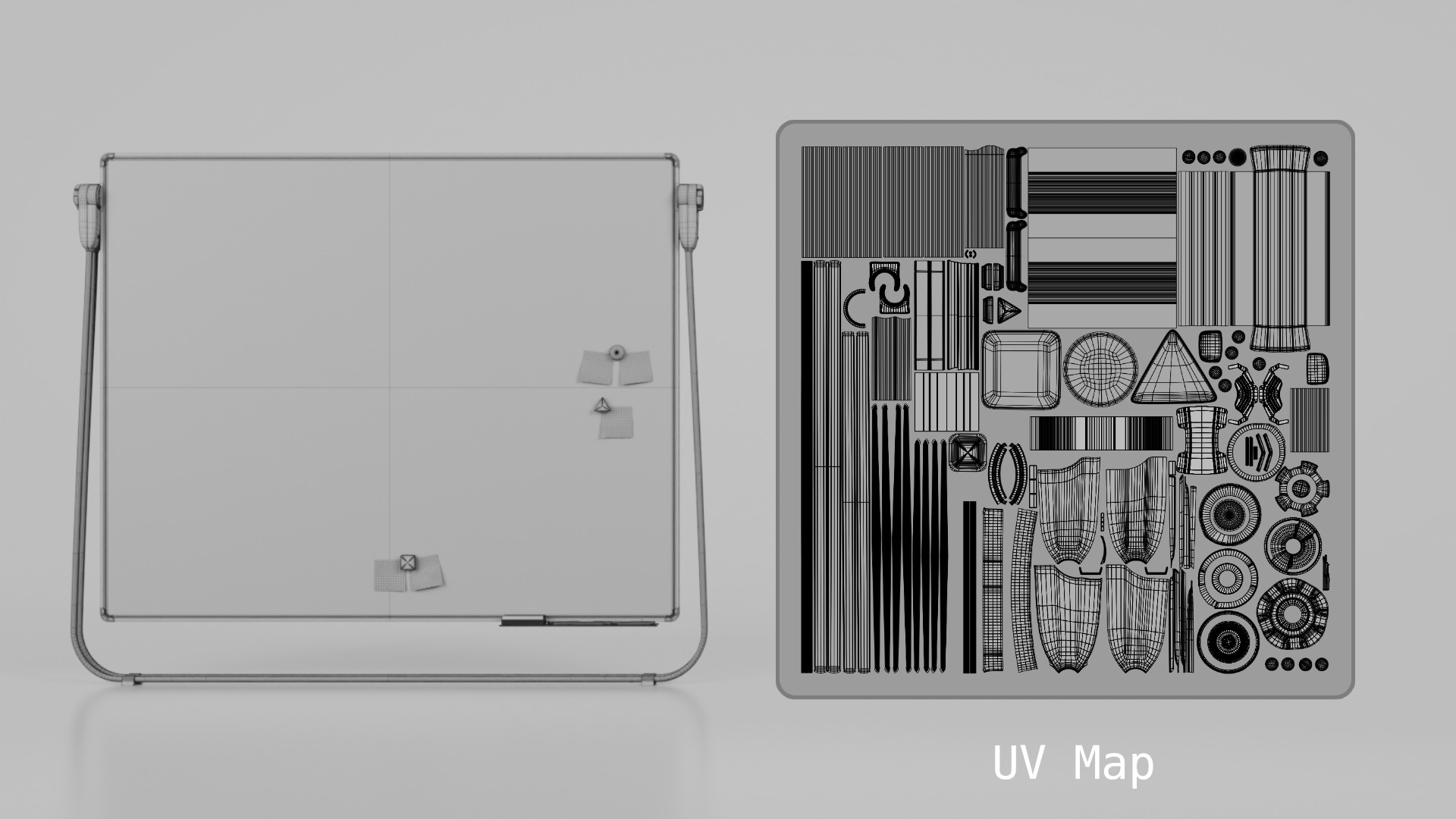 Customizable U-Stand Greenboard Rectangular Writing Board Low-poly 3D model_16