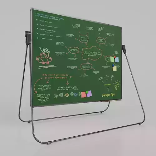 Customizable U-Stand Greenboard Rectangular Writing Board Low-poly 3D model