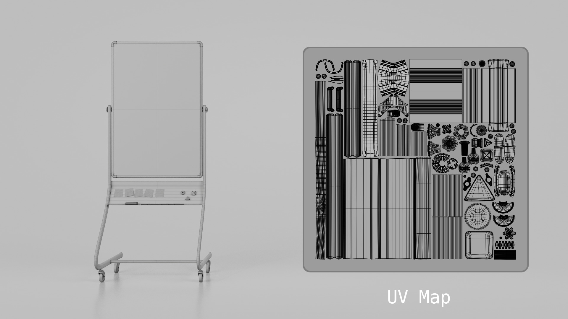 Customizable Double-Sided Metal Greenboard Tall Writing Board Low-poly 3D model_16