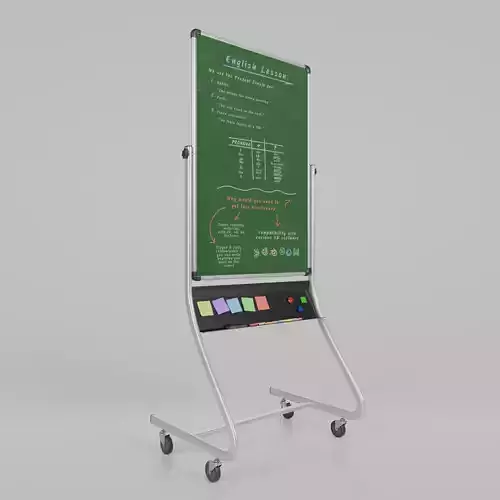 Customizable Double-Sided Metal Greenboard Tall Writing Board Low-poly 3D model